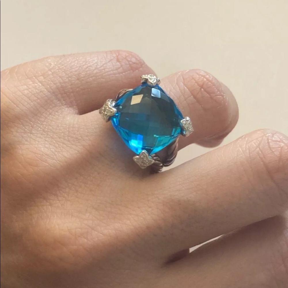 David Yurman Blue Topaz Hampton Ring - Picture 7 of 9